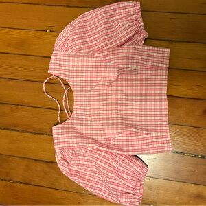 Aritzia Pink Plaid Crop Top